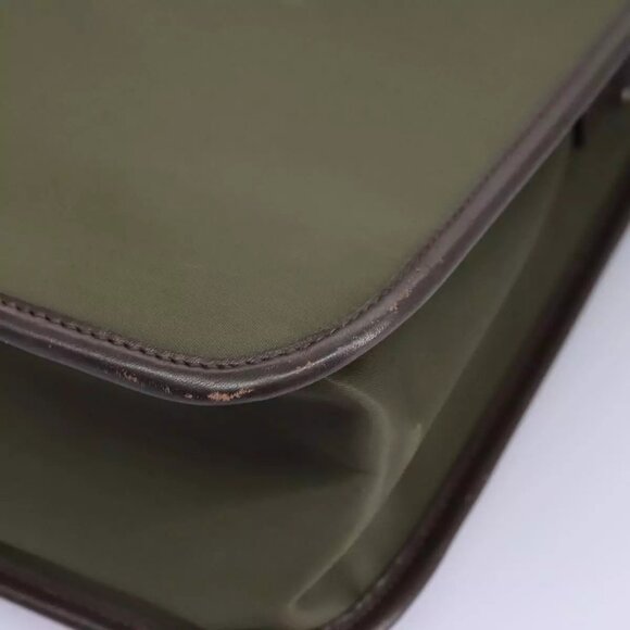 BURBERRY Hand Bag Nylon Leather Khaki Brown Silver Auth - Picture 11 of 16